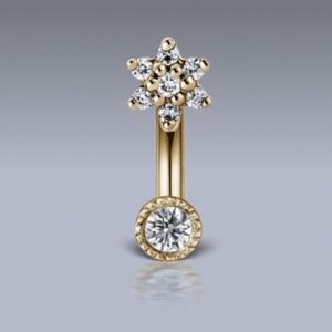 MARIA TASH 3mm Flower and 2mm Diamond Rook Barbell